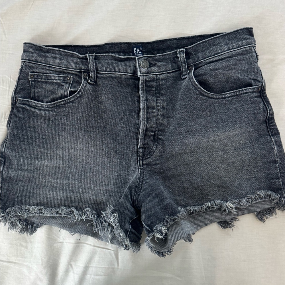 GAP Washed Black Distressed Cutoff Denim Shorts